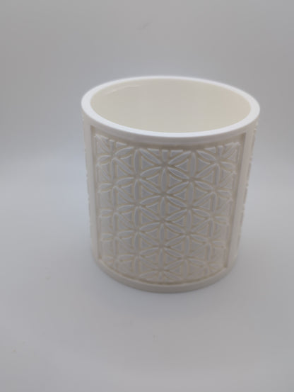 white oval flower pattern planter